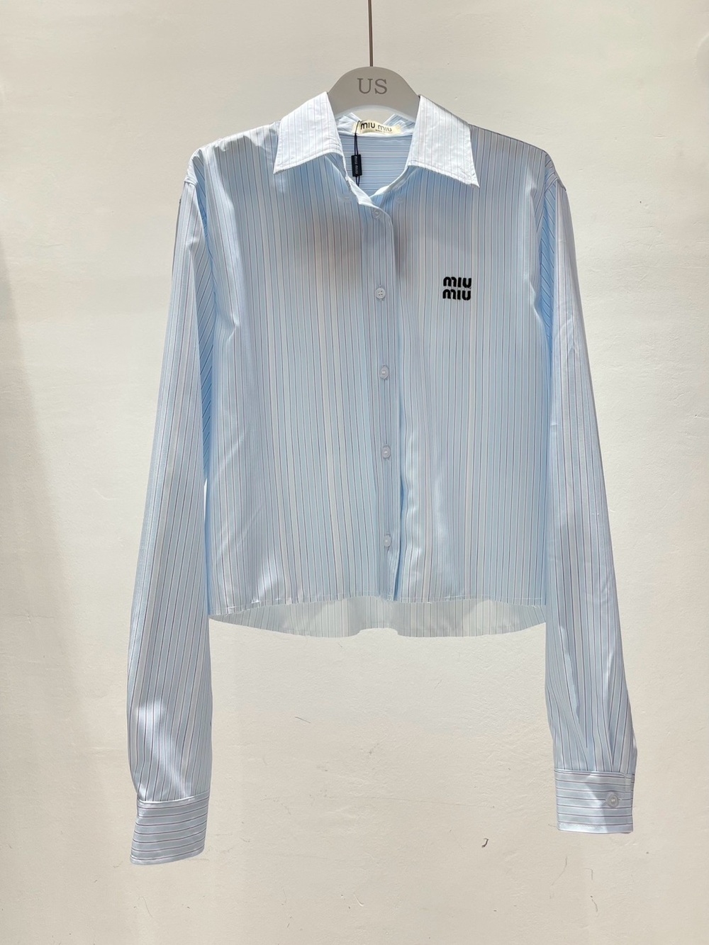 Miu Miu Pale Blue Pinstripe Button-Down Shirt